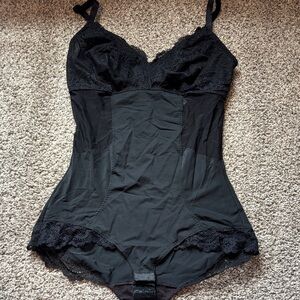 SPANX Black Lace-Trim Bodysuit Shaper